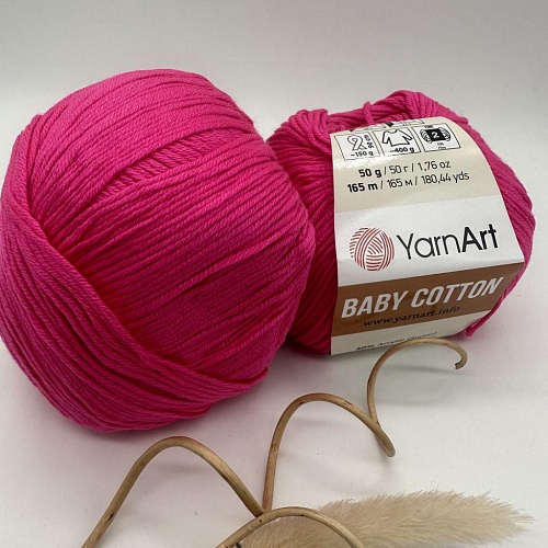 Пряжа YA Baby Cotton 422 розовая фуксия