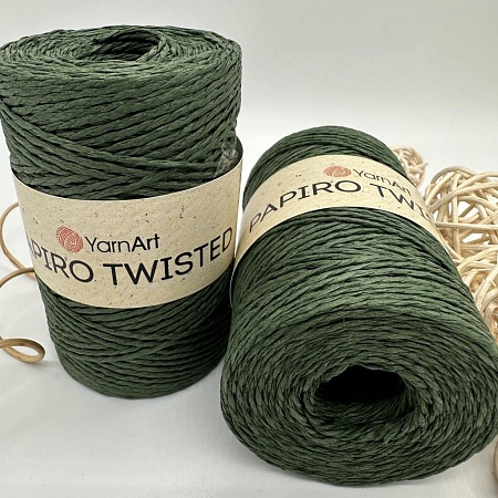 Пряжа Пряжа для вязания рафия крученая Papiro Twisted 1312 болотный