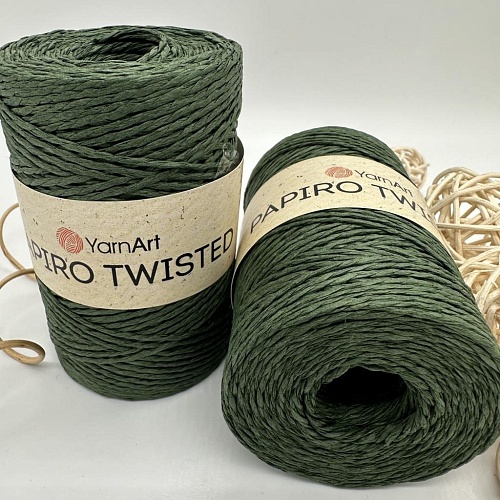 Пряжа Пряжа для вязания рафия крученая Papiro Twisted 1312 болотный