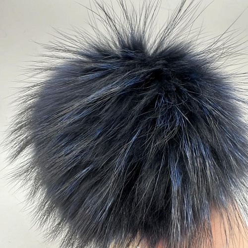 Аксессуары для одежды и обуви помпон натуральный черный с синими кончиками