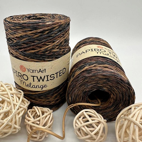 Пряжа для вязания рафия крученая Papiro Twisted melange 2309