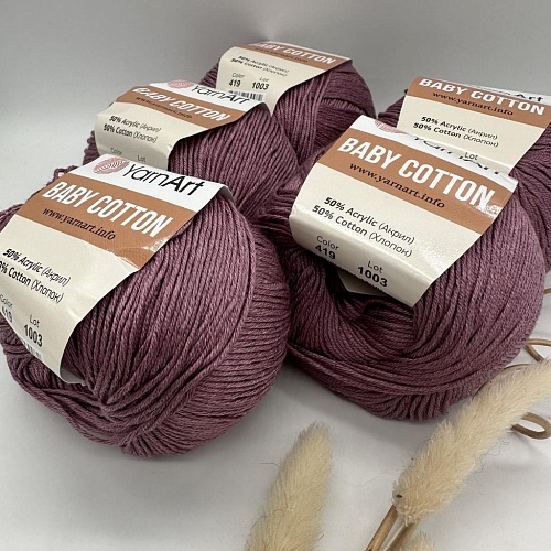 Пряжа YA Baby Cotton 419 сухая роза