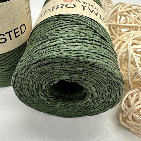 Пряжа Пряжа для вязания рафия крученая Papiro Twisted 1312 болотный
