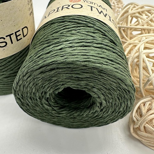 Пряжа Пряжа для вязания рафия крученая Papiro Twisted 1312 болотный