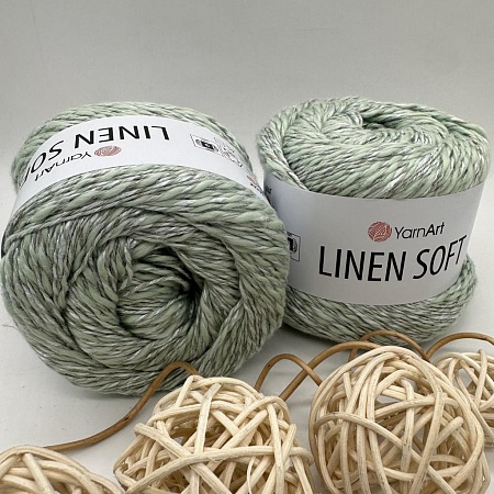 Пряжа Linen Soft лен, вискоза, хлопок 7312 душистая мята