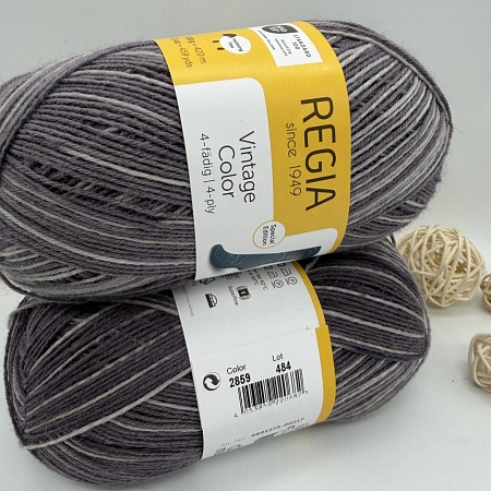 Пряжа Regia Vintage Color /Винтаж Колор/ 02859, lavendel color (цвет лаваны), белый/фиолетовый)