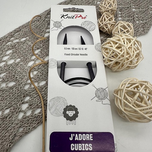 Спицы для вязания Спицы круговые Jadore Cubics 100 cm №6.0 ламинированная береза, лавандовый