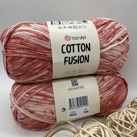Пряжа Cotton Fusion хлопок 3643 розовая шпинель