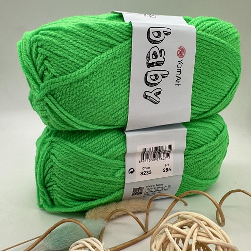 Пряжа Yarn Art Baby (бэби) 8233 зелёный неон