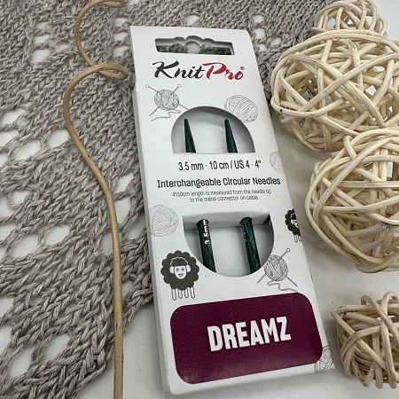 Спицы для вязания Спицы съемные укороченные Dreamz 10см №3.5 /ламинированная береза, аквамарин, 2шт в упаковке