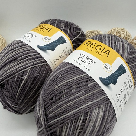 Пряжа Regia Vintage Color /Винтаж Колор/ 02859, lavendel color (цвет лаваны), белый/фиолетовый)