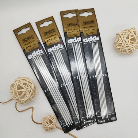 Спицы для вязания Спицы для вязания Addi 201-7 чулочные алюминиевые 5 шт. 2.5 мм, 15 см