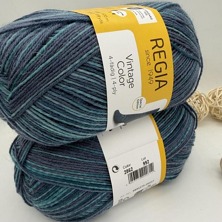 Пряжа Regia Vintage Color /Винтаж Колор/02862, indigo color (индиго колор), голубой/синий)