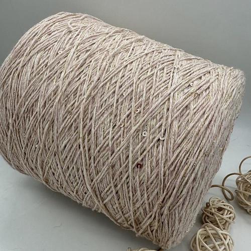 Пряжа в бобинах Susanna 4500 розовый меланж, пайетки и люрекс золото. Цена указана за 10гр