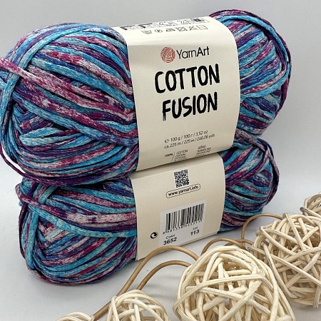 Пряжа Cotton Fusion хлопок 3652 черничный мусс