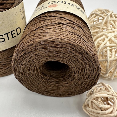 Пряжа Пряжа для вязания рафия крученая Papiro Twisted 1316 коричневый