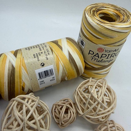Пряжа для вязания рафия Papiro Melange 2313