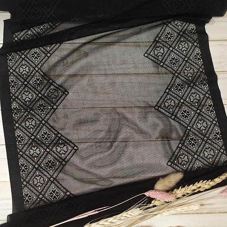 Текстильная галантерея Черное с ромбами (Цена указана за 10 см)