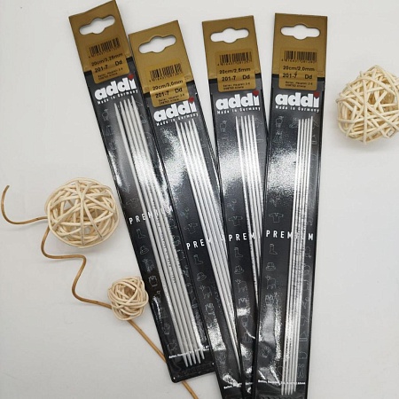 Спицы для вязания Спицы для вязания Addi 201-7 чулочные алюминиевые 5 шт. 3,25 мм, 20 см