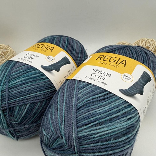 Пряжа Regia Vintage Color /Винтаж Колор/02862, indigo color (индиго колор), голубой/синий)