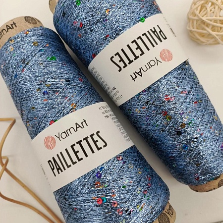 Пряжа Paillettes пайетки с люрексом 8003 голубой