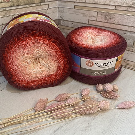 Пряжа YarnArt Flowers 269 ВИШНЯ.КРАСНО.РОЗОВЫЙ