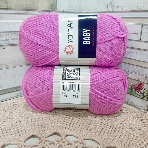 Пряжа Yarn Art Baby (бэби) 635 нежная фуксия