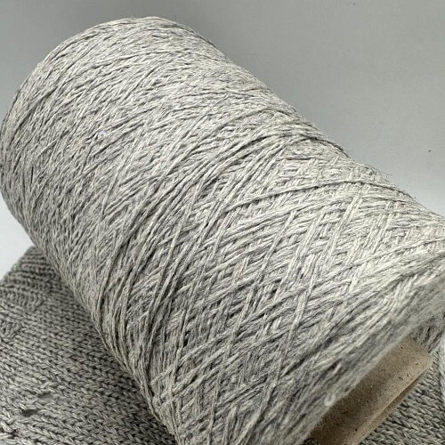 Пряжа в бобинах Silver серый меланж, пайетки