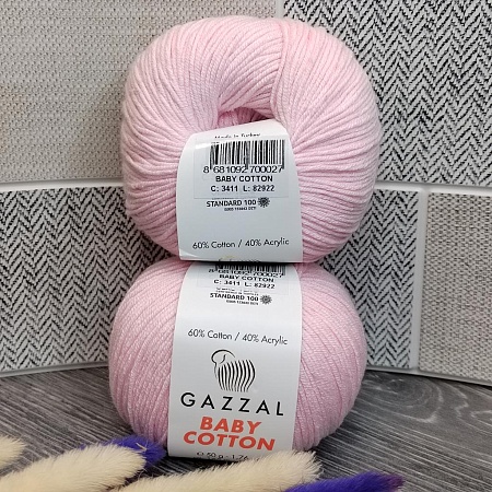 Пряжа Baby Cotton 3411 бл.розовый