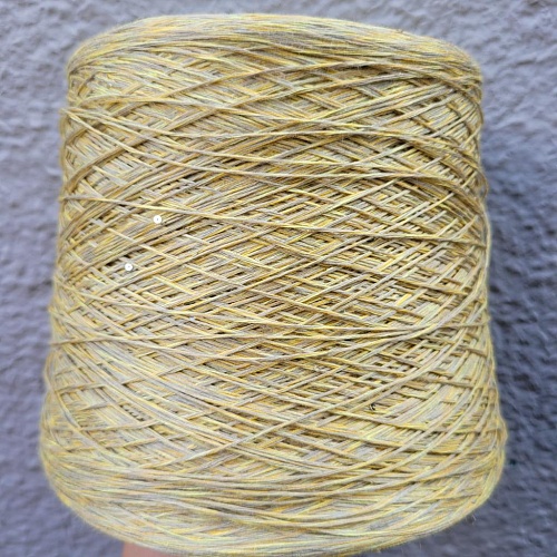 Пряжа в бобинах Lino 4400 с пайетками олива. Цена за 10гр