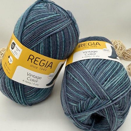 Пряжа Regia Vintage Color /Винтаж Колор/02862, indigo color (индиго колор), голубой/синий)