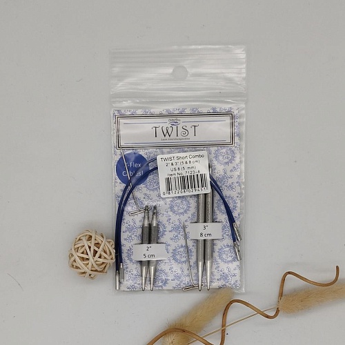 Спицы для вязания Набор спиц twist short combo 5.0 мм металл