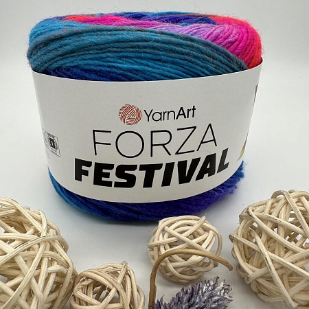 Пряжа Forza Festival 2913 оранж-фуксия- филет-бирюза