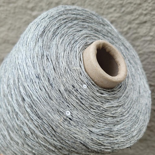 Пряжа в бобинах Bellino серый меланж с пайетками. Цена за 10гр