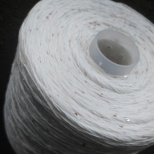 Пряжа в бобинах Pima Sequins (хлопок) 3050 белый призрак/ Цена за 10 гр