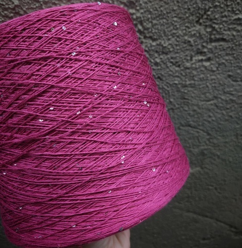 Пряжа в бобинах Festival (лен, шелк, пайетки) 1202 королевский пион