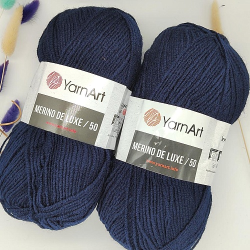 Пряжа Merino de luxe 50 583 т. синий