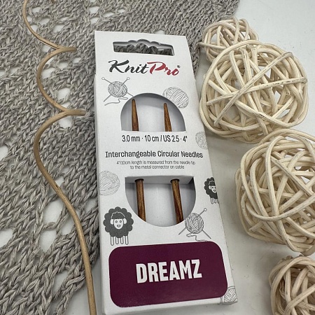 Спицы для вязания Спицы съемные укороченные Dreamz 10см №3.0 /ламинированная береза, желтый топаз, 2шт в упаковке