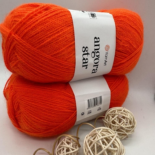 Пряжа Angora star 206 оранж неон