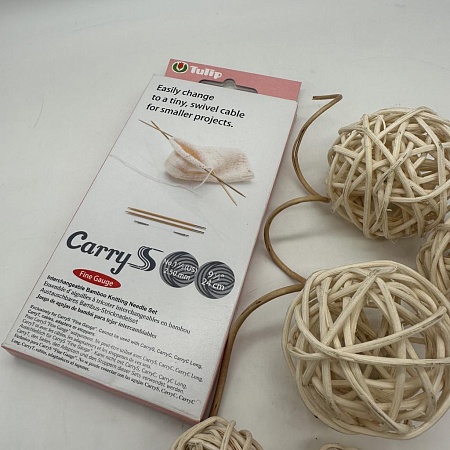 Спицы для вязания Спицы чулочные, гибкие CarryS &quot;Fine Gauge&quot; 2,5/24 см - 6 шт, тросик 5 см - 3 шт, бамбук/пластик