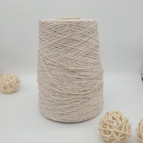 Пряжа в бобинах Lino бежевый меланж лен. Цена за 10гр