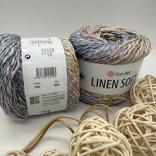 Пряжа Linen Soft лен, вискоза, хлопок 7404