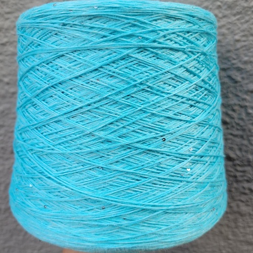 Пряжа в бобинах Lino 4200 с пайетками топаз. Цена за 10гр