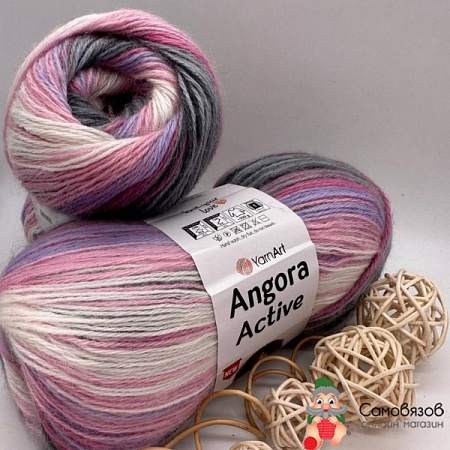 Пряжа Angora Active 848 серо - бело - сиреневый