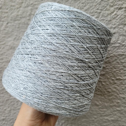 Пряжа в бобинах Bellino серый меланж с пайетками. Цена за 10гр