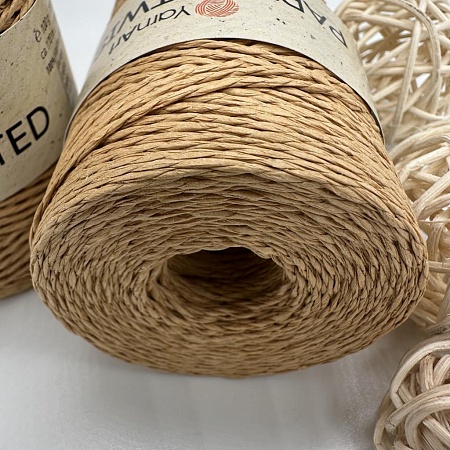 Пряжа Пряжа для вязания рафия крученая Papiro Twisted 1315 песок