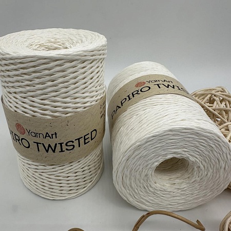 Пряжа Пряжа для вязания рафия крученая Papiro Twisted 1311 молочный
