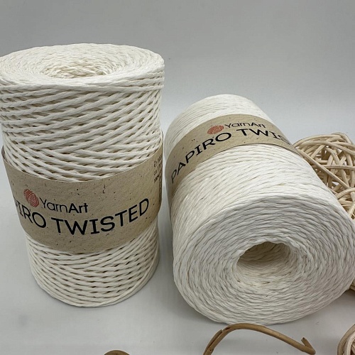 Пряжа Пряжа для вязания рафия крученая Papiro Twisted 1311 молочный