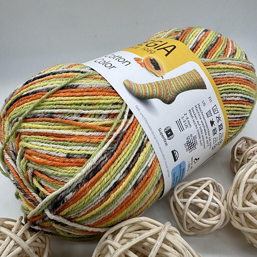 Пряжа Regia Cotton Color 02417 Tutti Frutti папайя