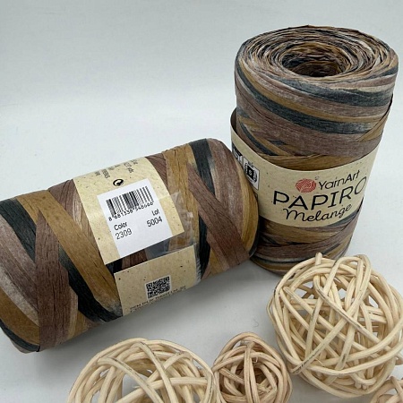 Пряжа для вязания рафия Papiro Melange 2309